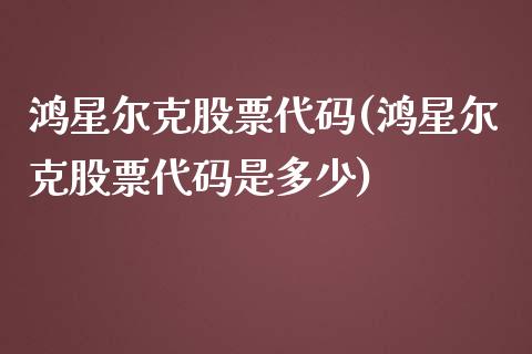 鸿星尔克股票代码(鸿星尔克股票代码是多少)_https://www.hbaoqiang.com_期货开户_第1张