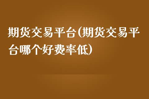 期货交易平台(期货交易平台哪个好费率低)_https://www.hbaoqiang.com_黄金期货_第1张