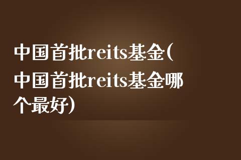 中国首批reits基金(中国首批reits基金哪个最好)_https://www.hbaoqiang.com_期货故事_第1张