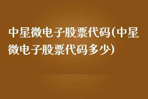 中星微电子股票代码(中星微电子股票代码多少)_https://www.hbaoqiang.com_恒指期货_第1张