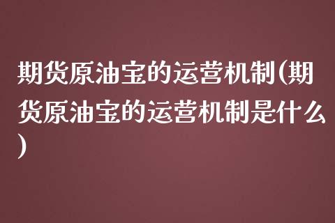 期货原油宝的运营机制(期货原油宝的运营机制是什么)_https://www.hbaoqiang.com_股指期货_第1张