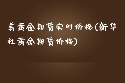 美黄金期货实时价格(新华社黄金期货价格)_https://www.hbaoqiang.com_实战心得_第1张