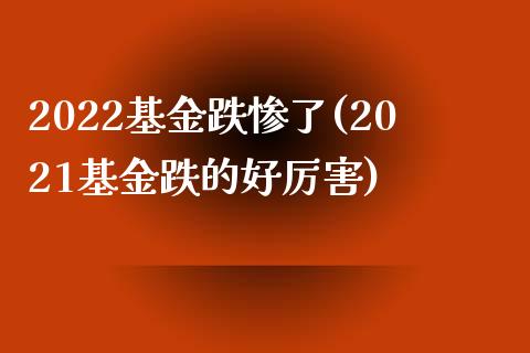 2022基金跌惨了(2021基金跌的好厉害)_https://www.hbaoqiang.com_期货手续费_第1张