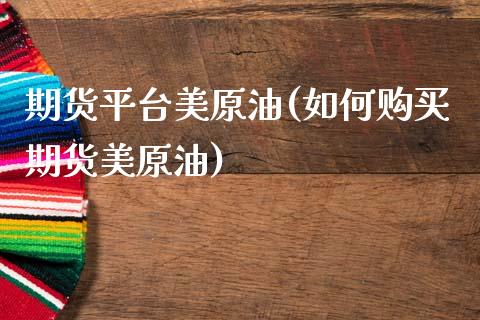 期货平台美原油(如何购买期货美原油)_https://www.hbaoqiang.com_纳指期货_第1张