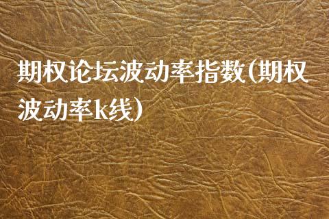 期权论坛波动率指数(期权波动率k线)_https://www.hbaoqiang.com_期货入门_第1张