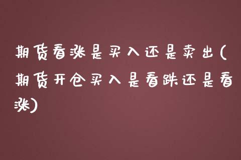 期货看涨是买入还是卖出(期货开仓买入是看跌还是看涨)_https://www.hbaoqiang.com_交易心态_第1张