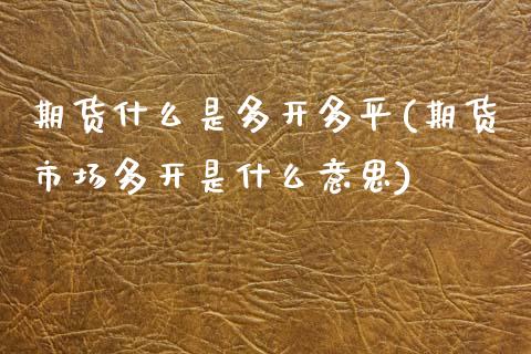 期货什么是多开多平(期货市场多开是什么意思)_https://www.hbaoqiang.com_纳指期货_第1张
