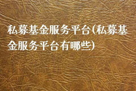 私募基金服务平台(私募基金服务平台有哪些)_https://www.hbaoqiang.com_期货开户_第1张
