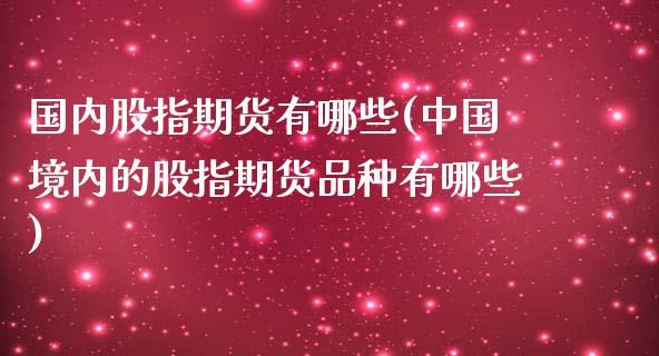 国内股指期货有哪些(中国境内的股指期货品种有哪些)_https://www.hbaoqiang.com_黄金期货_第1张