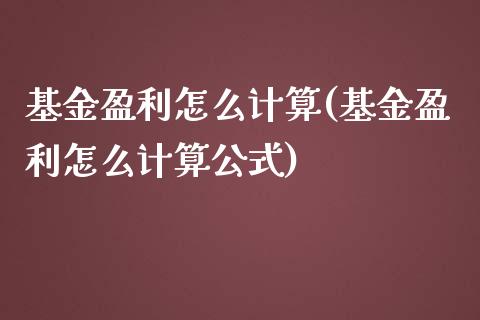 基金盈利怎么计算(基金盈利怎么计算公式)_https://www.hbaoqiang.com_股指期货_第1张