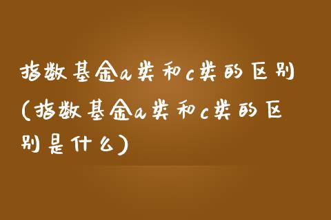 指数基金a类和c类的区别(指数基金a类和c类的区别是什么)_https://www.hbaoqiang.com_期货入门_第1张