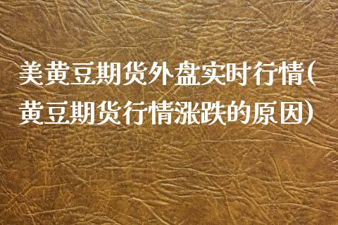 美黄豆期货外盘实时行情(黄豆期货行情涨跌的原因)_https://www.hbaoqiang.com_期货平台_第1张