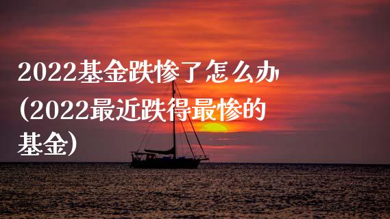 2022基金跌惨了怎么办(2022最近跌得最惨的基金)_https://www.hbaoqiang.com_期货入门_第1张