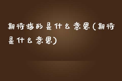 期待指的是什么意思(期待是什么意思)_https://www.hbaoqiang.com_期货学习_第1张