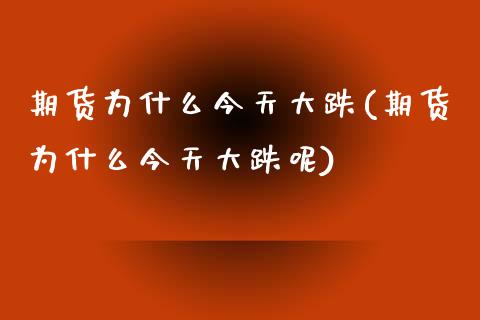 期货为什么今天大跌(期货为什么今天大跌呢)_https://www.hbaoqiang.com_原油期货_第1张