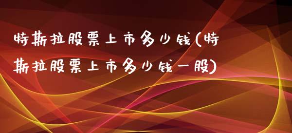 特斯拉股票上市多少钱(特斯拉股票上市多少钱一股)_https://www.hbaoqiang.com_期货平台_第1张