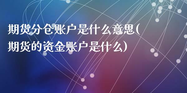 期货分仓账户是什么意思(期货的资金账户是什么)_https://www.hbaoqiang.com_纳指期货_第1张