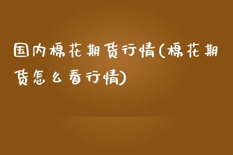 国内棉花期货行情(棉花期货怎么看行情)_https://www.hbaoqiang.com_交易心态_第1张