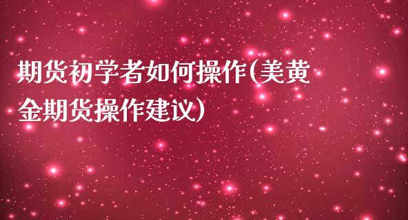 期货初学者如何操作(美黄金期货操作建议)_https://www.hbaoqiang.com_道指期货_第1张