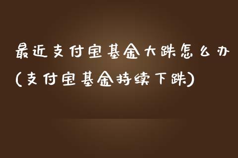 最近支付宝基金大跌怎么办(支付宝基金持续下跌)_https://www.hbaoqiang.com_恒指期货_第1张