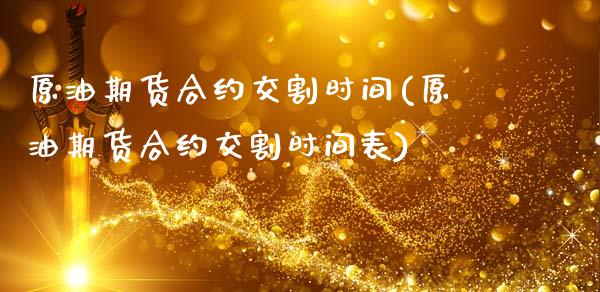 原油期货合约交割时间(原油期货合约交割时间表)_https://www.hbaoqiang.com_原油期货_第1张