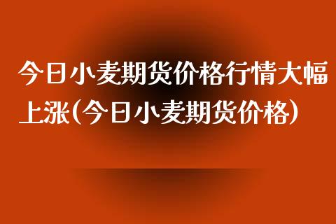 今日小麦期货价格行情大幅上涨(今日小麦期货价格)_https://www.hbaoqiang.com_内盘期货_第1张