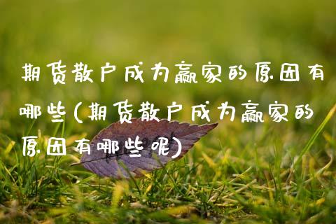 期货散户成为赢家的原因有哪些(期货散户成为赢家的原因有哪些呢)_https://www.hbaoqiang.com_期货平台_第1张