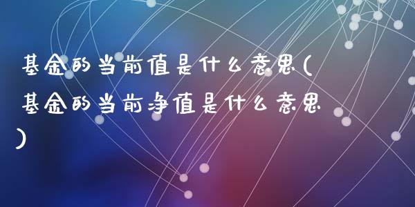 基金的当前值是什么意思(基金的当前净值是什么意思)_https://www.hbaoqiang.com_期货平台_第1张