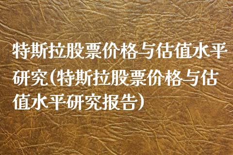 特斯拉股票价格与估值水平研究(特斯拉股票价格与估值水平研究报告)_https://www.hbaoqiang.com_实战心得_第1张