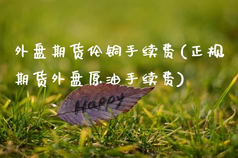 外盘期货伦铜手续费(正规期货外盘原油手续费)_https://www.hbaoqiang.com_原油期货_第1张