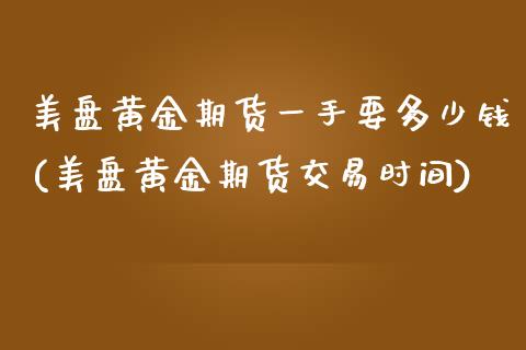 美盘黄金期货一手要多少钱(美盘黄金期货交易时间)_https://www.hbaoqiang.com_国际期货_第1张