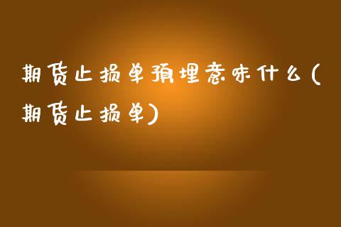 期货止损单预埋意味什么(期货止损单)_https://www.hbaoqiang.com_恒指期货_第1张