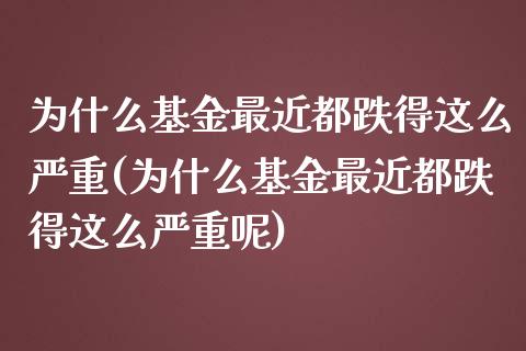 为什么基金最近都跌得这么严重(为什么基金最近都跌得这么严重呢)_https://www.hbaoqiang.com_股票推荐_第1张