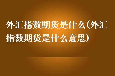 外汇指数期货是什么(外汇指数期货是什么意思)_https://www.hbaoqiang.com_基金投资_第1张