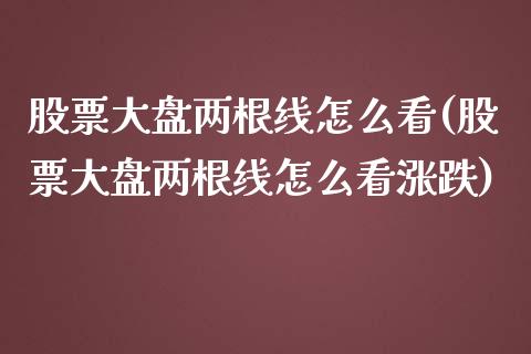 股票大盘两根线怎么看(股票大盘两根线怎么看涨跌)_https://www.hbaoqiang.com_内盘期货_第1张