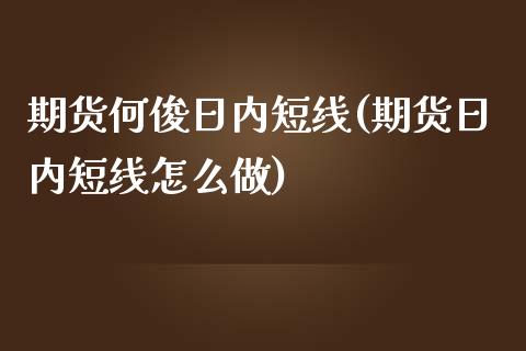 期货何俊日内短线(期货日内短线怎么做)_https://www.hbaoqiang.com_期货开户_第1张