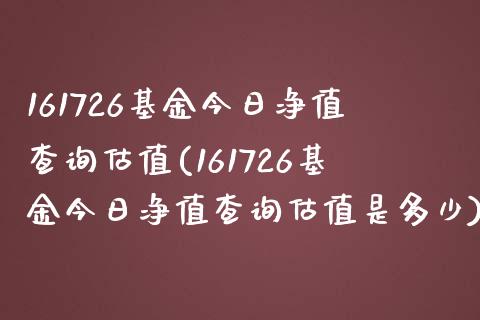 161726基金今日净值查询估值(161726基金今日净值查询估值是多少)_https://www.hbaoqiang.com_理财百科_第1张