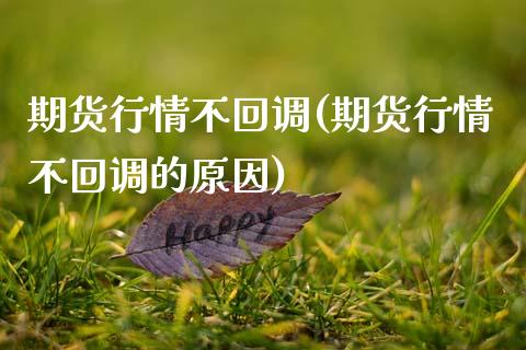 期货行情不回调(期货行情不回调的原因)_https://www.hbaoqiang.com_期货手续费_第1张
