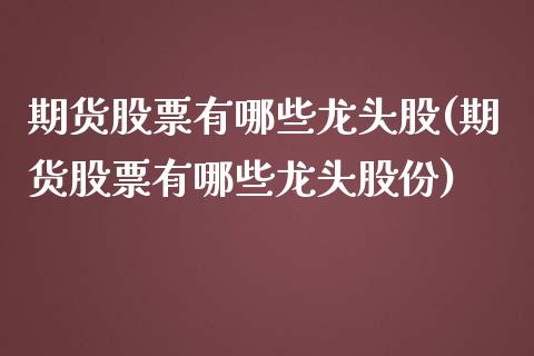 期货股票有哪些龙头股(期货股票有哪些龙头股份)_https://www.hbaoqiang.com_期货故事_第1张