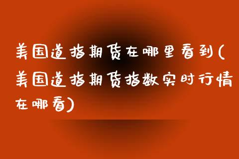 美国道指期货在哪里看到(美国道指期货指数实时行情在哪看)_https://www.hbaoqiang.com_纳指期货_第1张