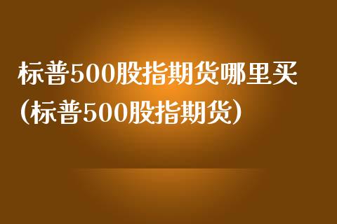 标普500股指期货哪里买(标普500股指期货)_https://www.hbaoqiang.com_德指期货_第1张