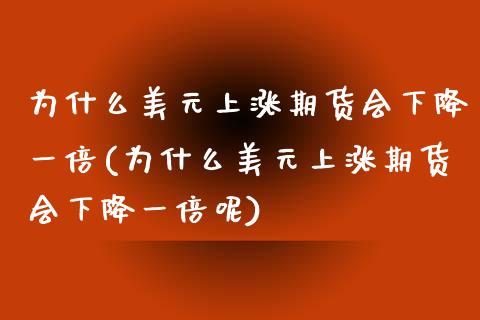 为什么美元上涨期货会下降一倍(为什么美元上涨期货会下降一倍呢)_https://www.hbaoqiang.com_恒指期货_第1张