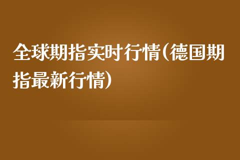 全球期指实时行情(德国期指最新行情)_https://www.hbaoqiang.com_基金投资_第1张