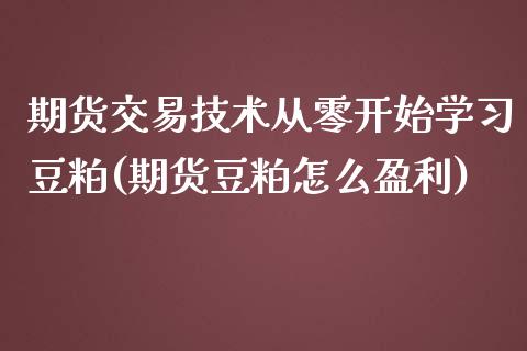 期货交易技术从零开始学习豆粕(期货豆粕怎么盈利)_https://www.hbaoqiang.com_原油期货_第1张