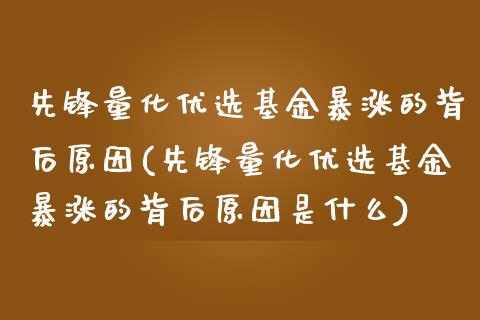 先锋量化优选基金暴涨的背后原因(先锋量化优选基金暴涨的背后原因是什么)_https://www.hbaoqiang.com_期货直播_第1张