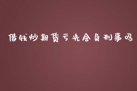 借钱炒期货亏光会负刑事吗_https://www.hbaoqiang.com_国际期货_第1张