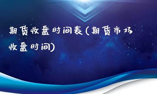 期货收盘时间表(期货市场收盘时间)_https://www.hbaoqiang.com_原油期货_第1张
