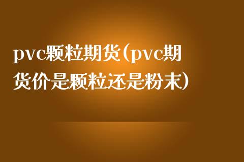 pvc颗粒期货(pvc期货价是颗粒还是粉末)_https://www.hbaoqiang.com_恒指期货_第1张