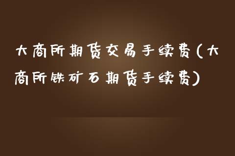大商所期货交易手续费(大商所铁矿石期货手续费)_https://www.hbaoqiang.com_期货学习_第1张