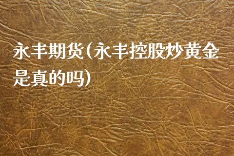 永丰期货(永丰控股炒黄金是真的吗)_https://www.hbaoqiang.com_原油期货_第1张